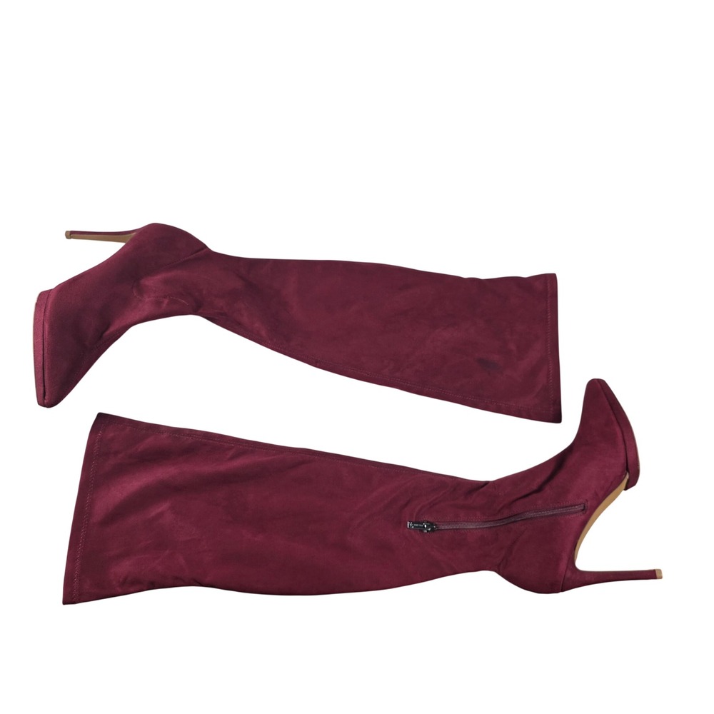 Jessica Simpson Over The Knee Boots Burgundy Faux Suede Stiletto 9M Tall Glam